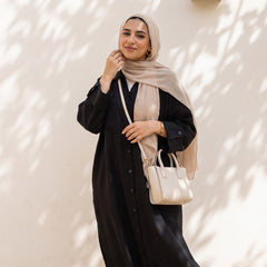 Classic Linen Long Shirt - Elegant Front-Button Maxi Tunic & Modest Dress