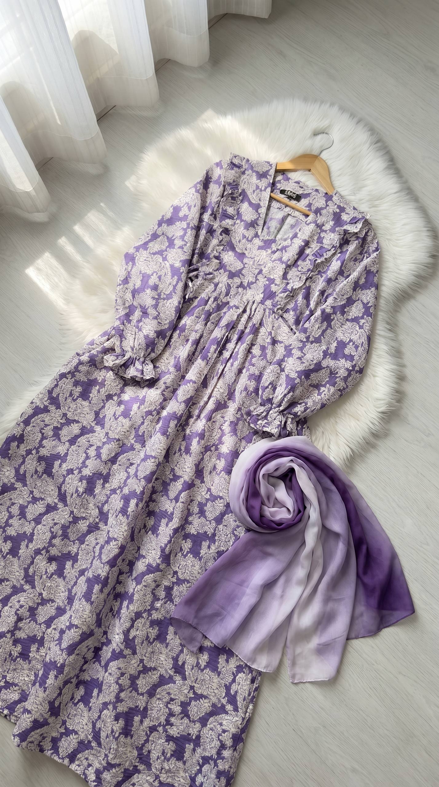 Printed Linen Dress full view | عرض كامل لـفستان كتان مطبوع – view 7 | لقطة 7