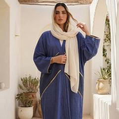 Linen Cardigan with Guipure Details – Elegant Modest Layering Piece