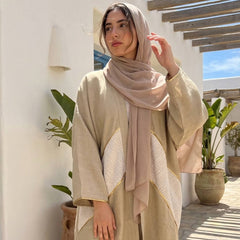 Linen Cardigan with Guipure Details – Elegant Modest Layering Piece