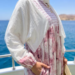 Galaxy Print Linen Maxi Dress full view | عرض كامل لـفستان ماكسي كتان بطبعة جالاكسي – view 7 | لقطة 7