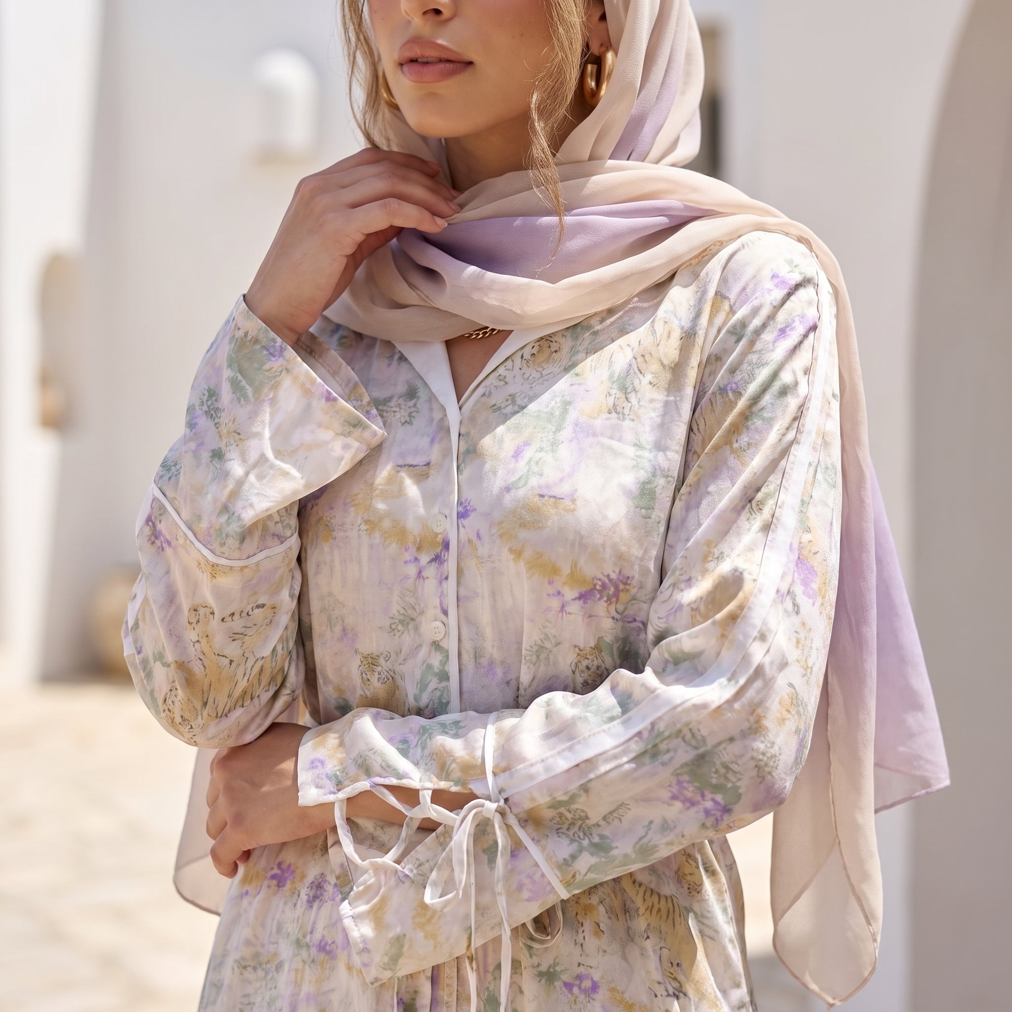 Crinkled Linen Belted Dress full view | عرض كامل لـفستان كتان مجعد بحزام – view 5 | لقطة 5
