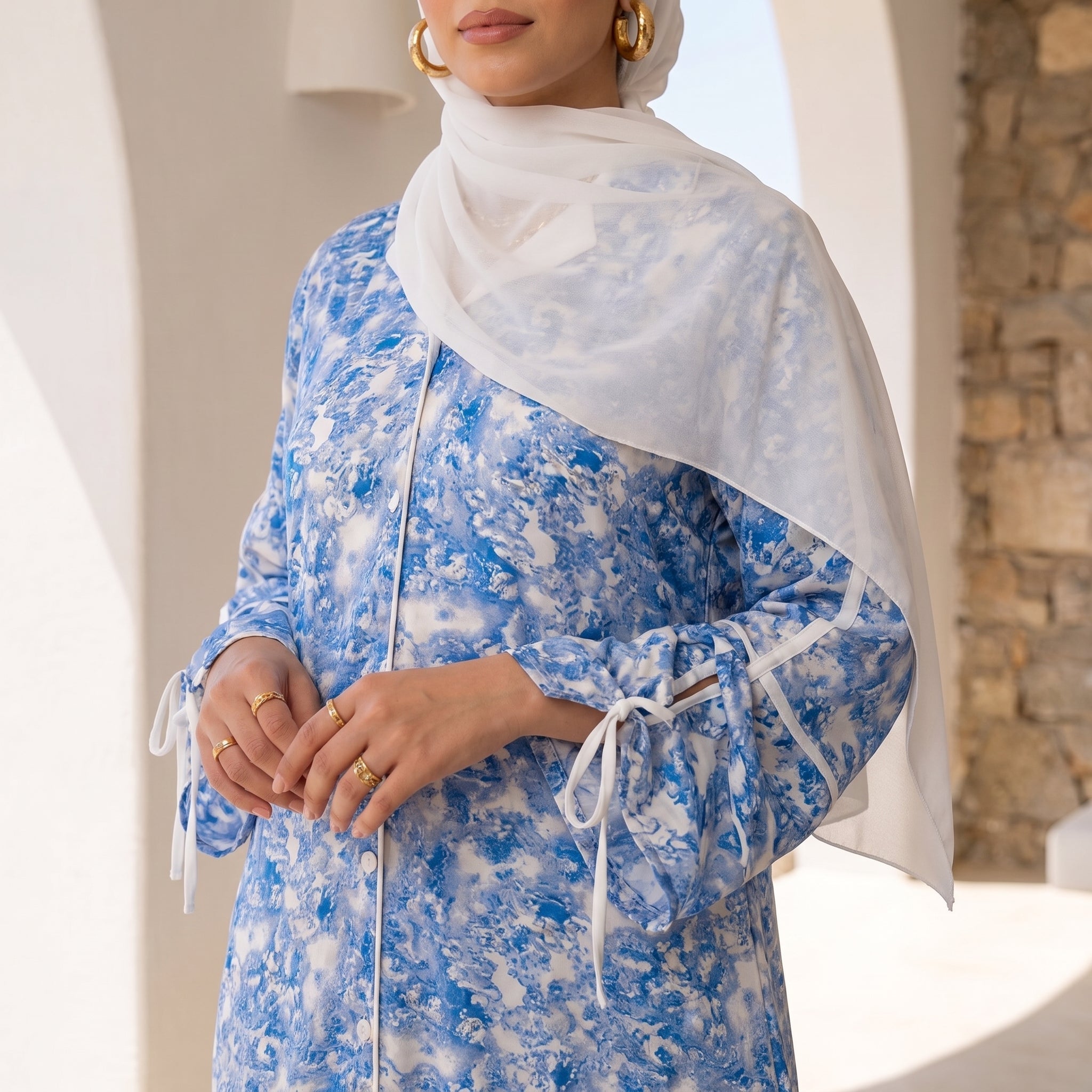 Linen Belted Maxi Dress full view | عرض كامل لـفستان ماكسي كتان بحزام – view 4 | لقطة 4