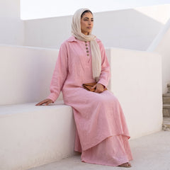 Premium 2-Piece Ribbed Linen Maxi Set