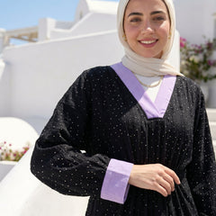 Linen Strass Dress full view | عرض كامل لـفستان كتان بتفاصيل ستراس – view 8 | لقطة 8