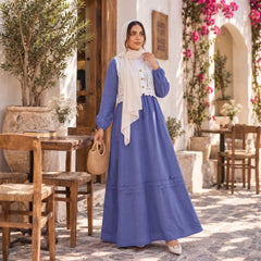 Elegant Modest Dress with Embroidered Lace Vest