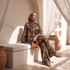 Premium Shimmering Satin Patterned Suit -2-Piece Set