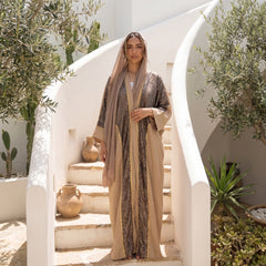 Textured Linen Cardigan with Snake Print – Statement Piece