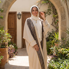 Textured Linen Cardigan with Snake Print – Statement Piece