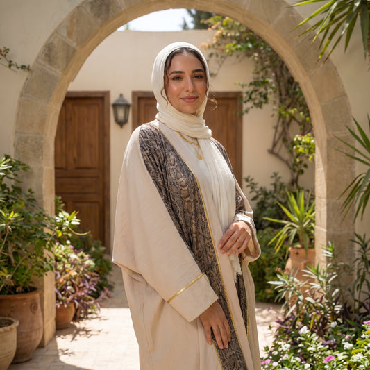 Textured Linen Cardigan with Snake Print – Statement Piece