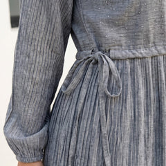 Pleated Linen Dress with Strass full view | عرض كامل لـفستان كتان بليسيه وستراس – view 8 | لقطة 8