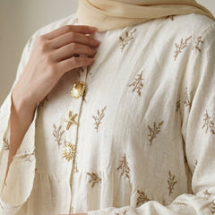 Pure Linen Embroidered Dress full view | عرض كامل لـفستان كتان خالص مطرز – view 2 | لقطة 2