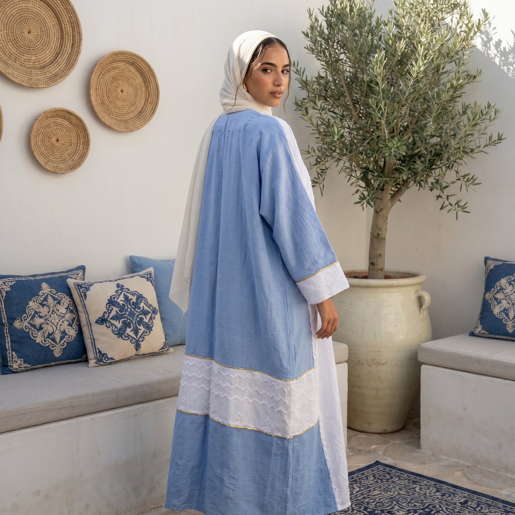 Two-Tone Textured Linen Cardigan full view | عرض كامل لـكارديجان كتان بلونين وملمس بارز – view 10 | لقطة 10