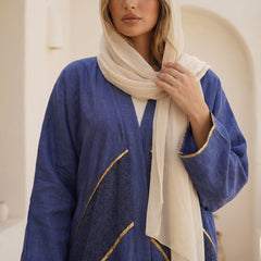 Linen Cardigan with Guipure Details – Elegant Modest Layering Piece