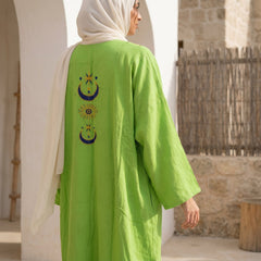 Oriental Embroidered Linen Cardigan full view | عرض كامل لـكارديجان كتان بتطريز شرقي – view 3 | لقطة 3