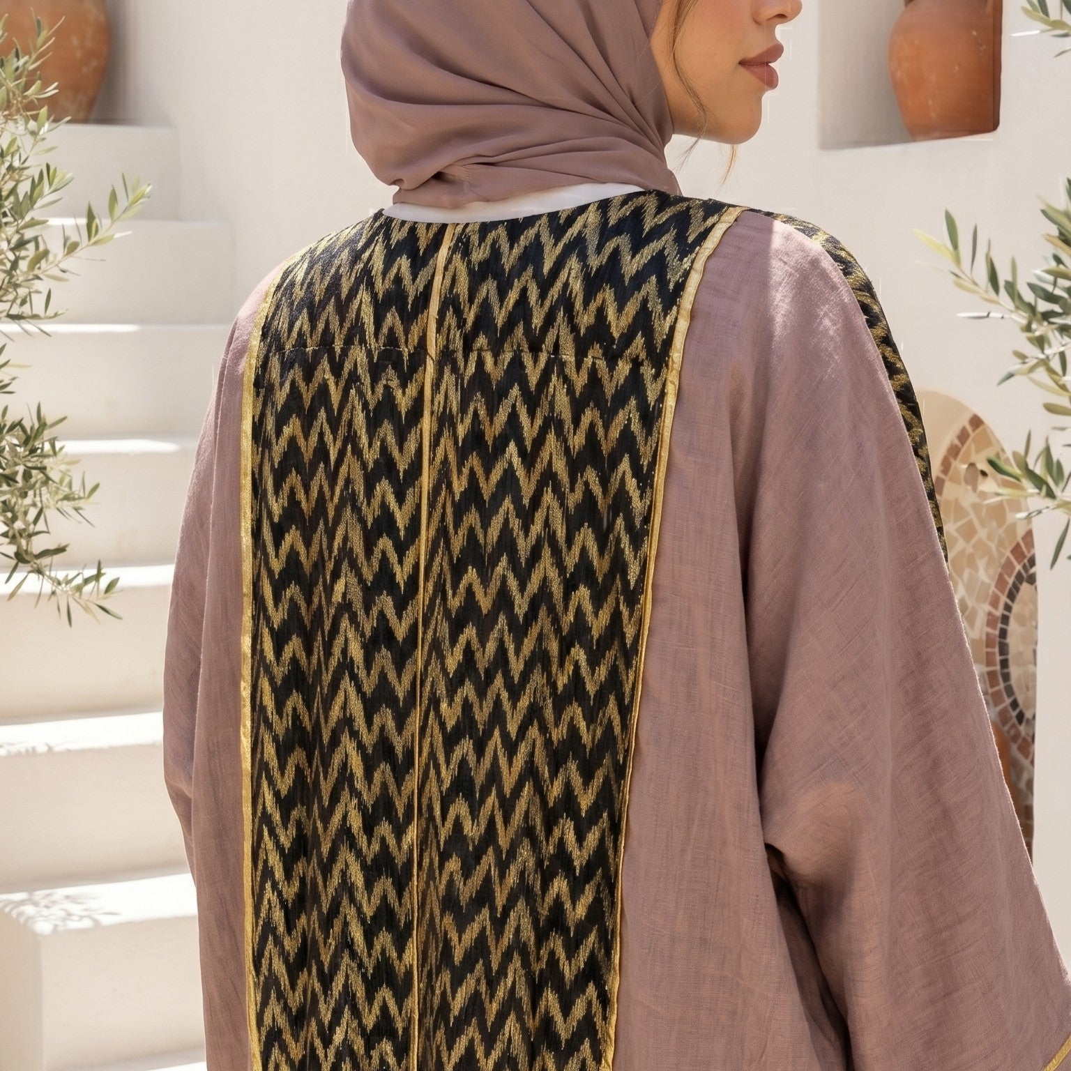 Zigzag Linen Cardigan full view | عرض كامل لـكارديجان كتان زيجزاج – view 6 | لقطة 6