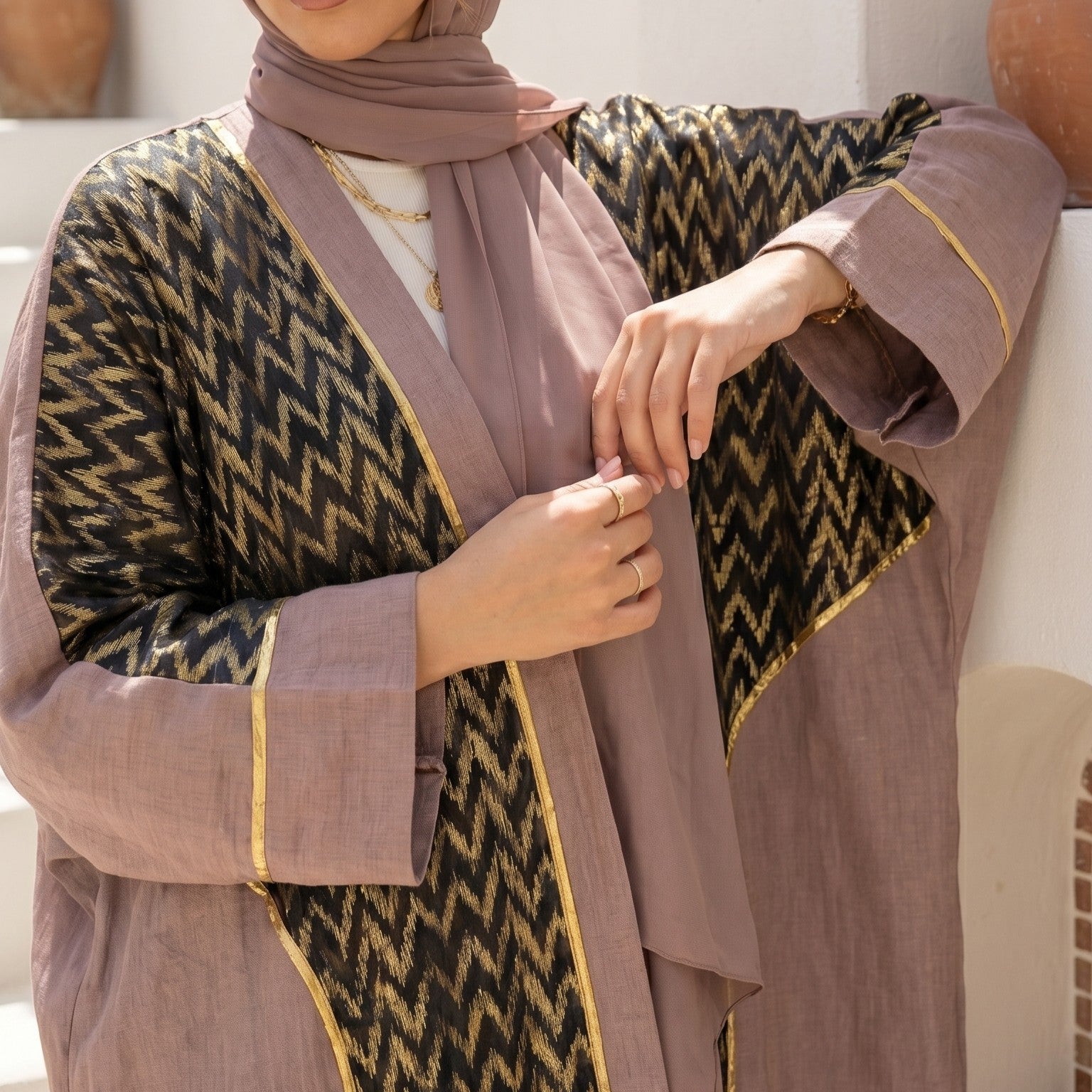 Zigzag Linen Cardigan full view | عرض كامل لـكارديجان كتان زيجزاج – view 5 | لقطة 5