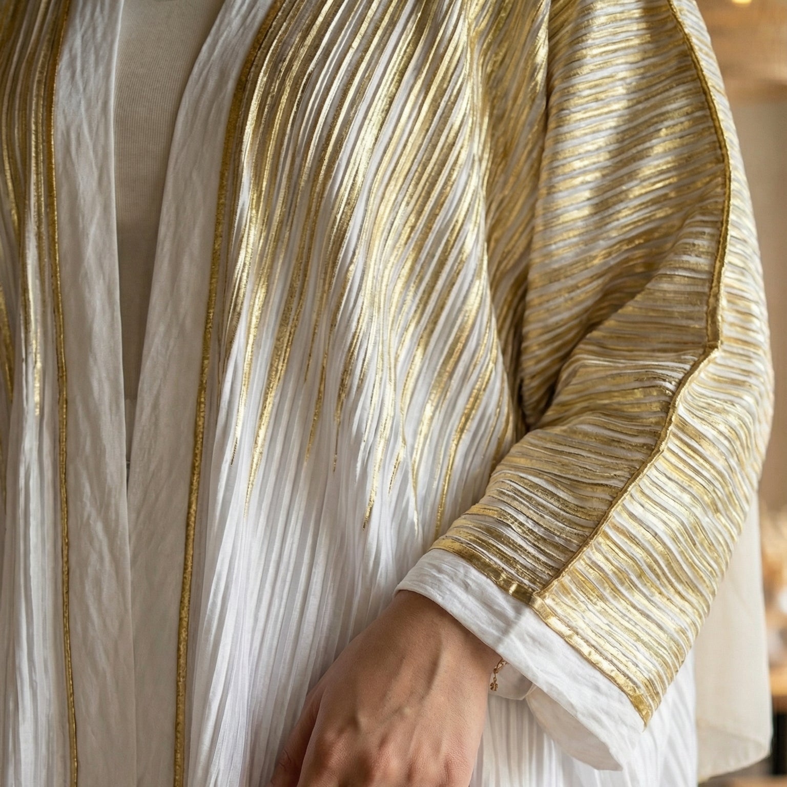 Pleated Armani Satin Cardigan full view | عرض كامل لـكارديجان ساتان أرماني بليسيه – view 4 | لقطة 4