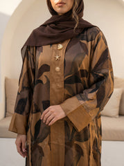 Printed Satin Abaya full view | عرض كامل لـعباية ساتان مطبوعة – view 5 | لقطة 5