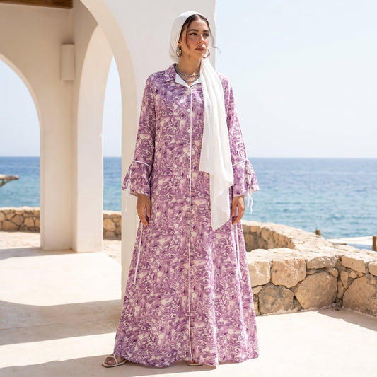 Model wearing Linen Belted Maxi Dress | عارضة ترتدي فستان ماكسي كتان بحزام – view 2 | لقطة 2