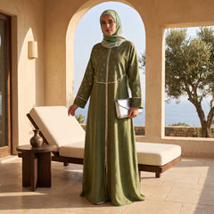 Linen Embroidered Abaya