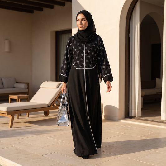 Linen Embroidered Abaya