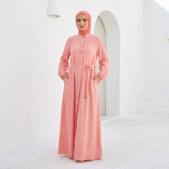 Linen Dress with Side Pockets full view | عرض كامل لـفستان كتان بجيوب جانبية – view 8 | لقطة 8