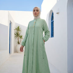 Linen Dress with Side Pockets full view | عرض كامل لـفستان كتان بجيوب جانبية – view 5 | لقطة 5