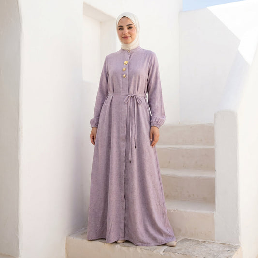 Linen Dress with Side Pockets full view | عرض كامل لـفستان كتان بجيوب جانبية – view 1 | لقطة 1