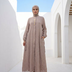 Linen Dress with Side Pockets full view | عرض كامل لـفستان كتان بجيوب جانبية – view 11 | لقطة 11