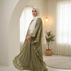 Flowy Chiffon Abaya full view | عرض كامل لـعباية شيفون انسيابية – view 6 | لقطة 6