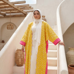 One-Size Embroidered Linen Cardigan full view | عرض كامل لـكارديجان كتان مطرز مقاس واحد – view 3 | لقطة 3