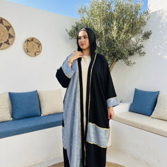 Two-Tone Textured Linen Cardigan full view | عرض كامل لـكارديجان كتان بلونين وملمس بارز – view 2 | لقطة 2