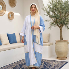 Two-Tone Textured Linen Cardigan full view | عرض كامل لـكارديجان كتان بلونين وملمس بارز – view 1 | لقطة 1