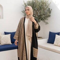 Two-Tone Textured Linen Cardigan full view | عرض كامل لـكارديجان كتان بلونين وملمس بارز – view 5 | لقطة 5