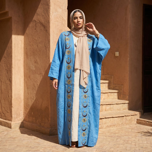 Oriental Embroidered Linen Cardigan full view | عرض كامل لـكارديجان كتان بتطريز شرقي – view 1 | لقطة 1