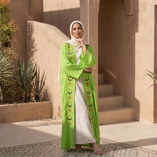 Oriental Embroidered Linen Cardigan full view | عرض كامل لـكارديجان كتان بتطريز شرقي – view 2 | لقطة 2