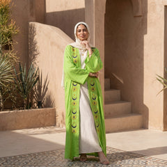 Oriental Embroidered Linen Cardigan full view | عرض كامل لـكارديجان كتان بتطريز شرقي – view 2 | لقطة 2