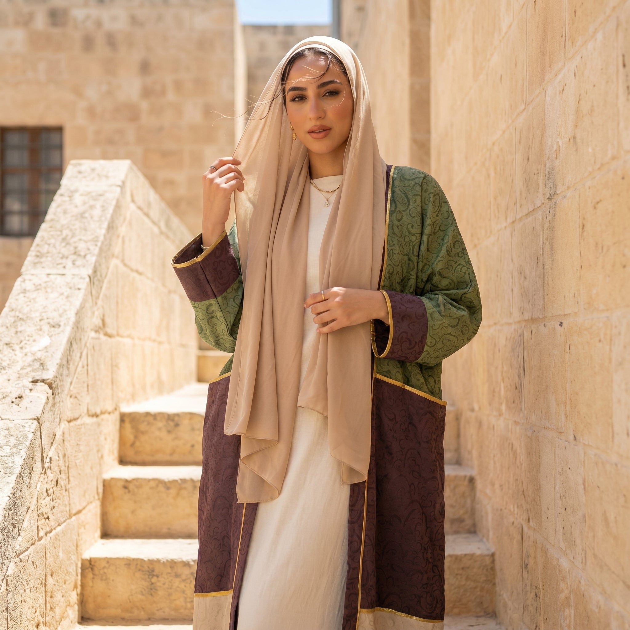 Multi-Tone Printed Linen Cardigan full view | عرض كامل لـكارديجان كتان مطبوع متعدد الألوان – view 3 | لقطة 3