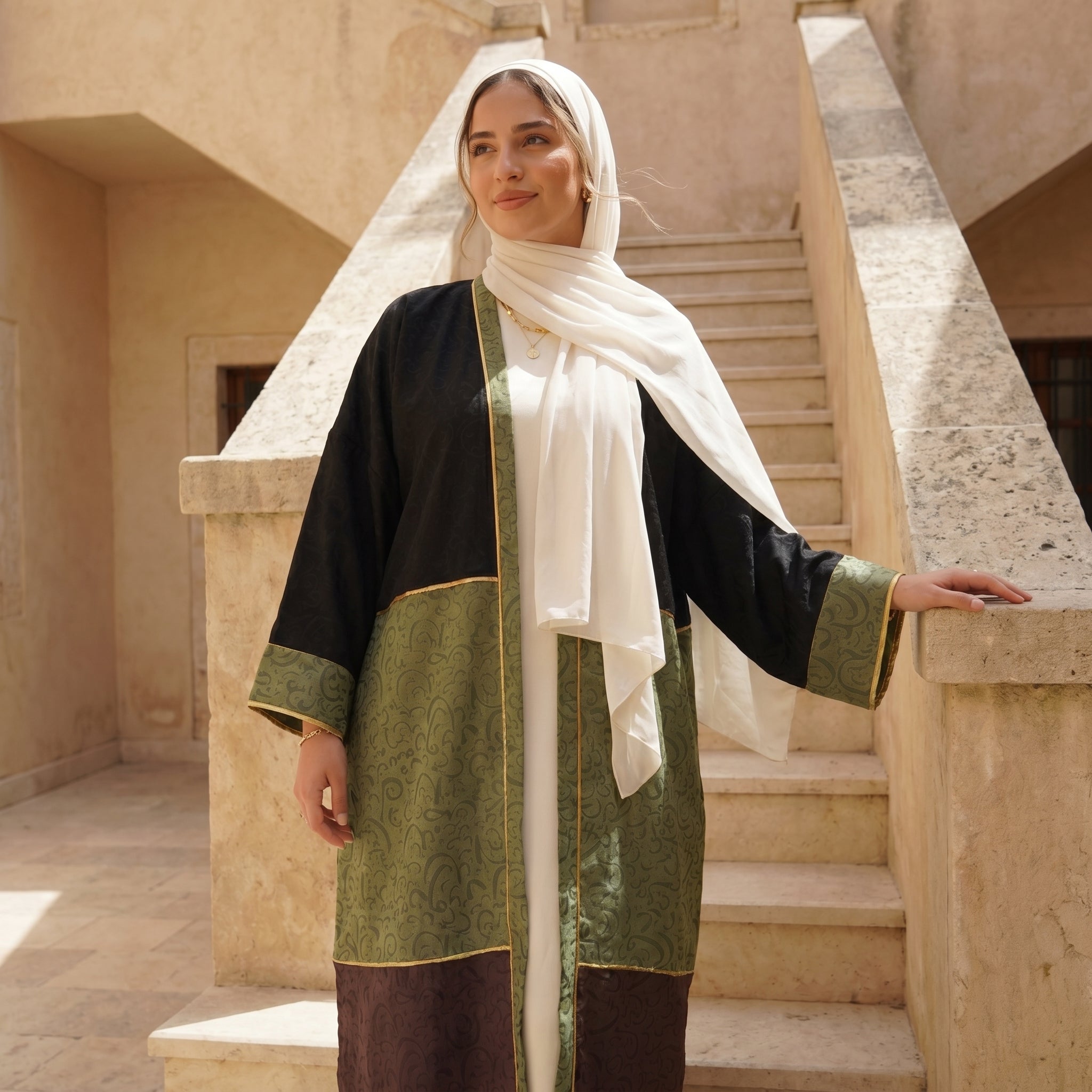 Multi-Tone Printed Linen Cardigan full view | عرض كامل لـكارديجان كتان مطبوع متعدد الألوان – view 2 | لقطة 2