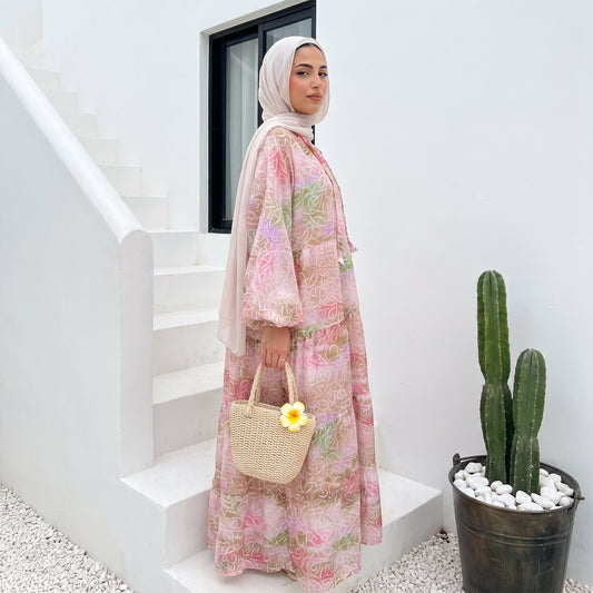 Printed Cotton Dress – Bold Colors full view | عرض كامل لـفستان قطن مطبوع بألوان قوية – view 2 | لقطة 2