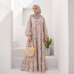 Printed Cotton Dress – Soft Colors full view | عرض كامل لـفستان قطن مطبوع بألوان هادئة – view 4 | لقطة 4