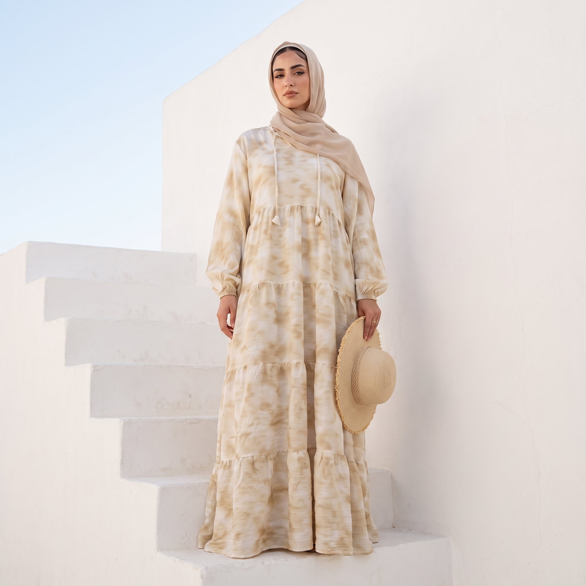 Tie-Dye Crinkle Linen Dress full view | عرض كامل لـفستان كتان مجعد تاي داي – view 10 | لقطة 10