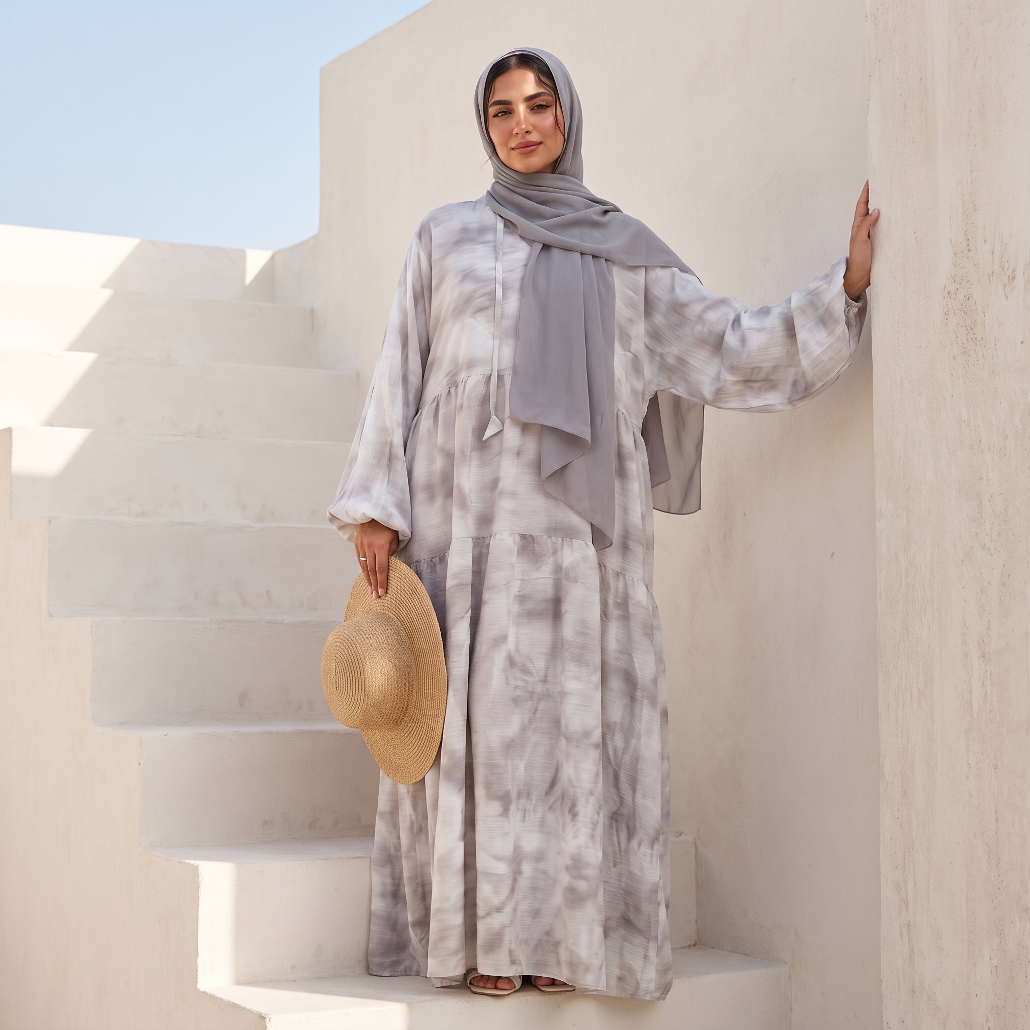 Tie-Dye Crinkle Linen Dress full view | عرض كامل لـفستان كتان مجعد تاي داي – view 5 | لقطة 5