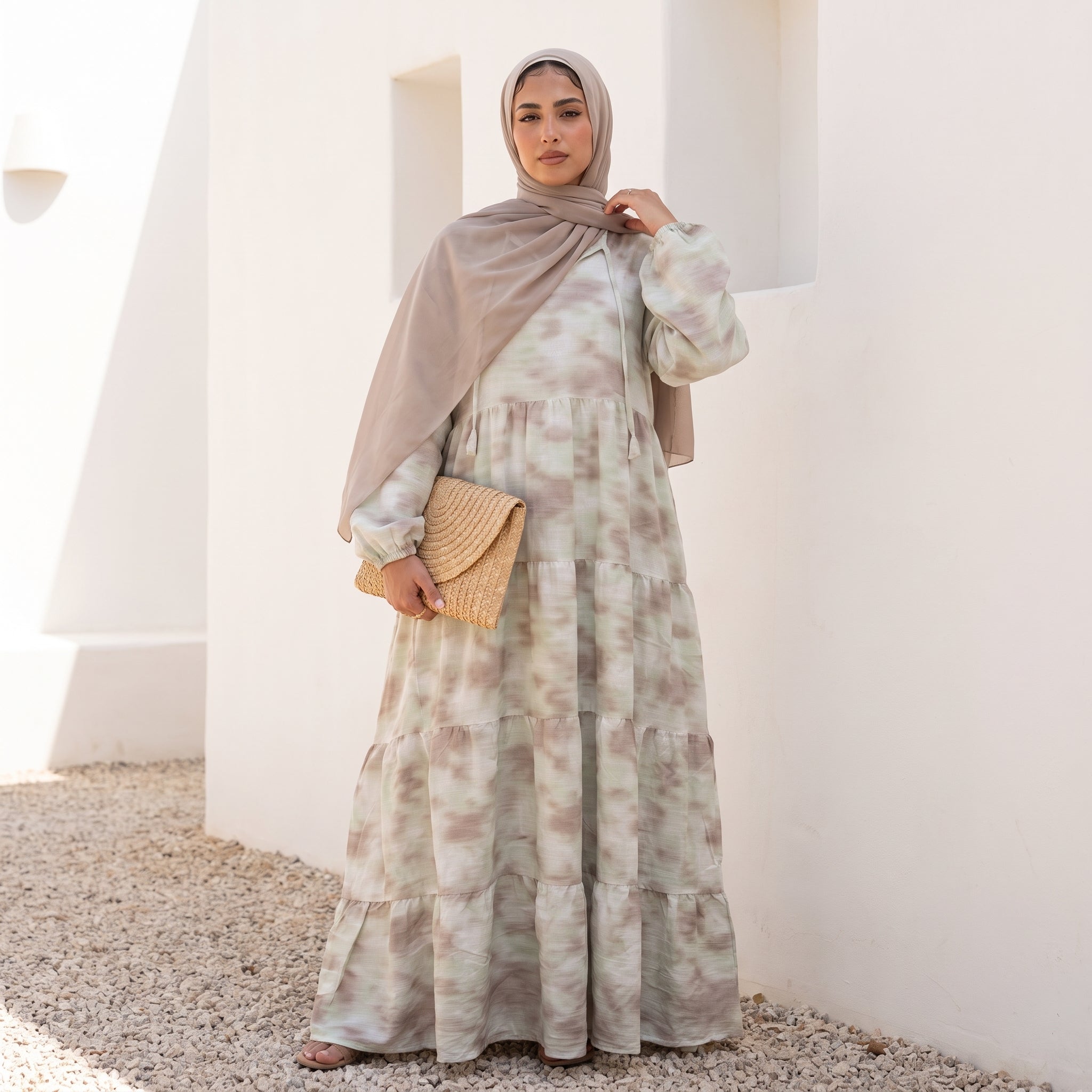 Tie-Dye Crinkle Linen Dress full view | عرض كامل لـفستان كتان مجعد تاي داي – view 8 | لقطة 8