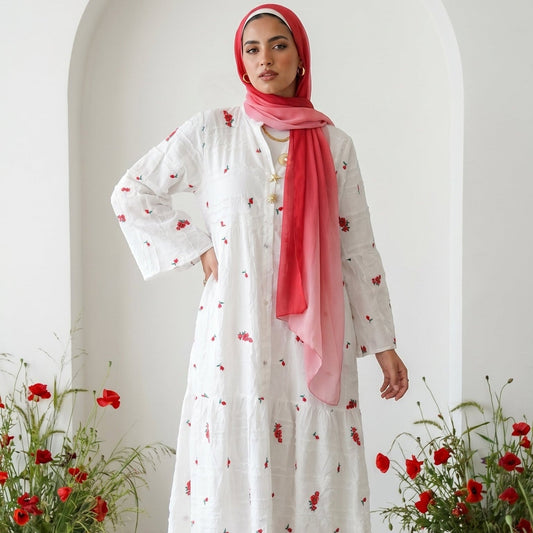 Pure Linen Embroidered Dress full view | عرض كامل لـفستان كتان خالص مطرز – view 1 | لقطة 1