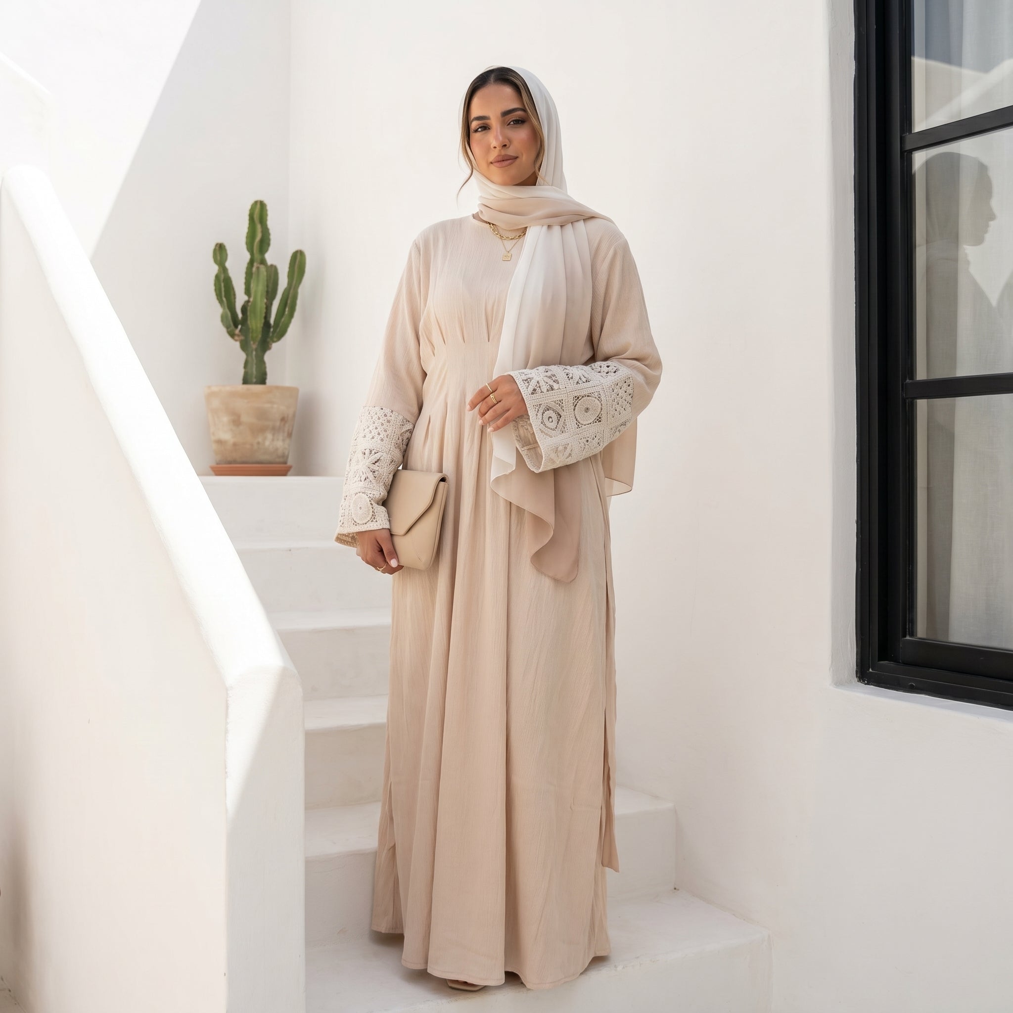 Crinkle Linen Dress full view | عرض كامل لـفستان كتان مجعد – view 4 | لقطة 4
