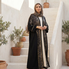 Leopard Print Linen Cardigan full view | عرض كامل لـكارديجان كتان بطبعة ليوبارد – view 3 | لقطة 3
