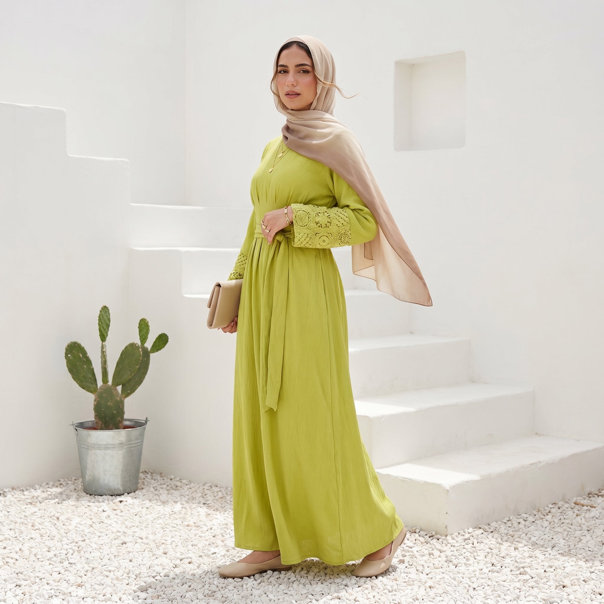 Crinkle Linen Dress full view | عرض كامل لـفستان كتان مجعد – view 6 | لقطة 6