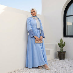 Crinkle Linen Dress full view | عرض كامل لـفستان كتان مجعد – view 3 | لقطة 3
